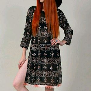 Vintage 1970s Bohemian embroidered festival dress